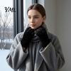 Warm Gift for Her in Winter Faux Mink Five Finger Gloves Women, Soft Plush Lined Gloves, Thermal Insulation Riding Handwear Mittens Cold Weather,