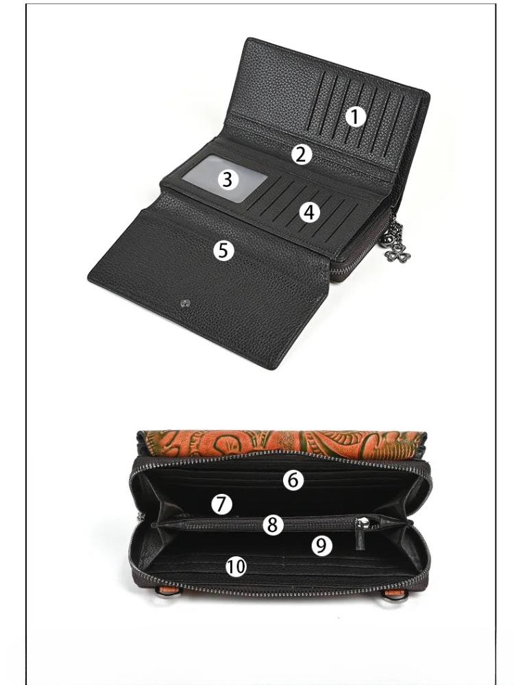 Johnature Phone Bag Retro Embossed Large Capacity Multi Card Women's Wallet Versatile Small Crossbody Bag