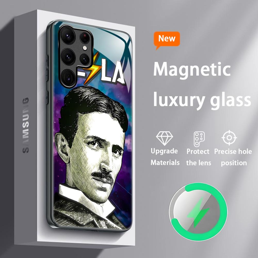Fashion Art Nikola Tesla Cool Phone Case For Samsung S26 S25 S24 S23 S22 S21 S20 Plus Ultra Glass Magnetic Case