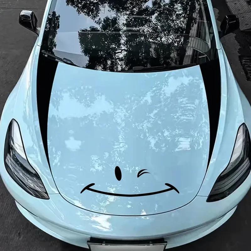 Creative Car Front Rear Bumper Sticker Smile Styling Decal Auto Tuning Accessories For Tesla Model Y S Model 3 BYD Atto Dolphin
