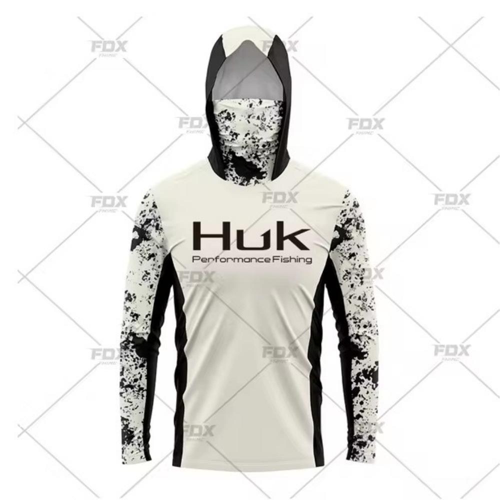 Tuta da pesca HUK integrata con maschera con cappuccio per sport all'aperto transfrontaliera, leggera e sottile, protezione solare, manica lunga, tuta da pesca Luya