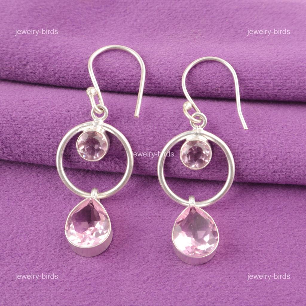 Morganite Gemstone 925 Sterling Silver Mothers day New Dangling Earrings Jewelry EE-140-2
