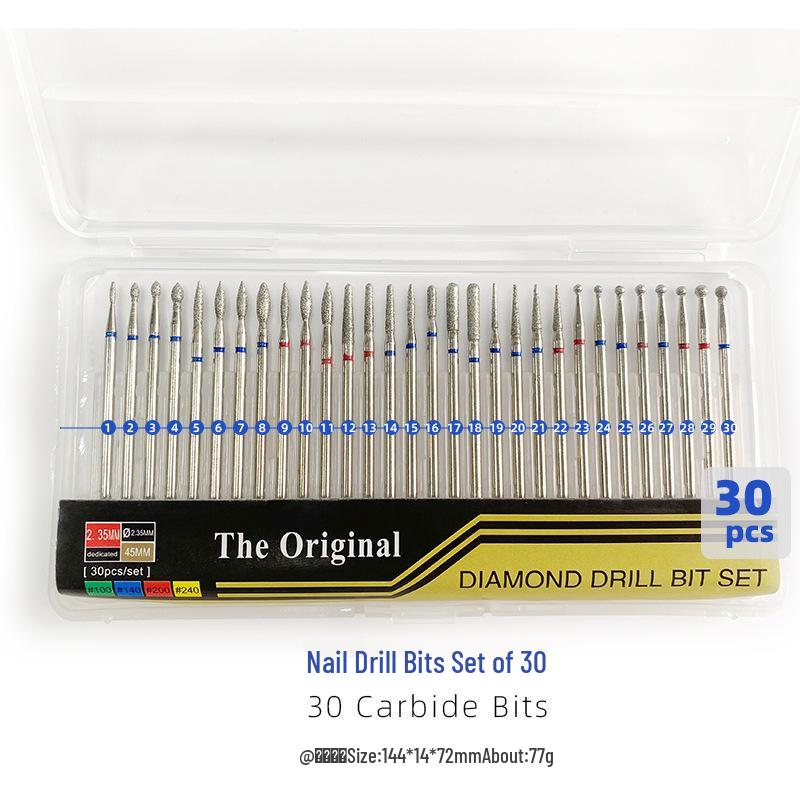 Tungsten Steel Nail Drill Set with Ceramic Grinding Heads for Cuticle Removal and Nail Polishing