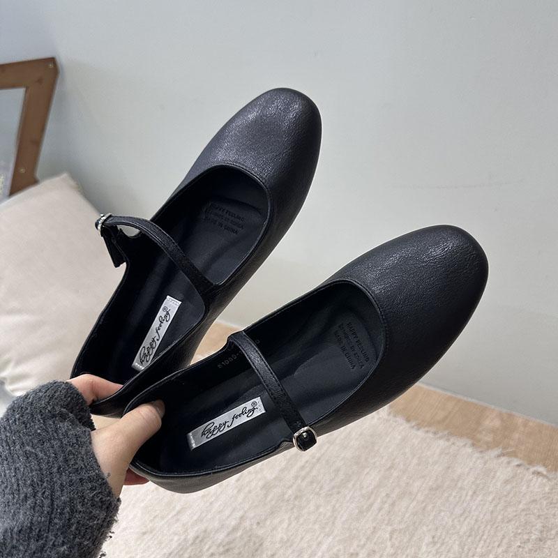 

Fashion 2015 Female Buckle Strap Footwear Shallow Mary Janes Flats Shoes For Ladies 2025 New Fashion Round Toe Women Flats With Shoes 35 чёрный