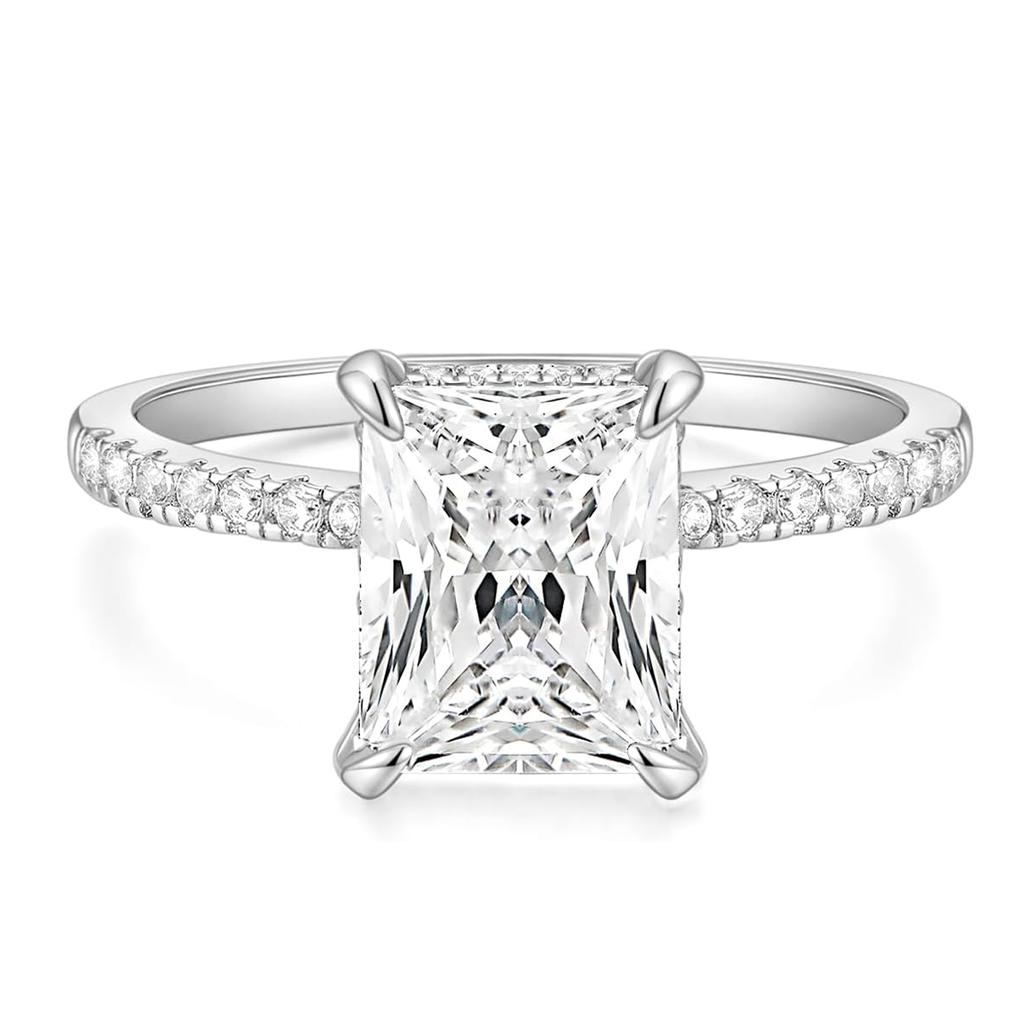 Classic Rectangle Cut White Stone Rings for Women Silvery Color Geometric White Zircon Wedding Bands Engagement Ring Bridal Jewelry