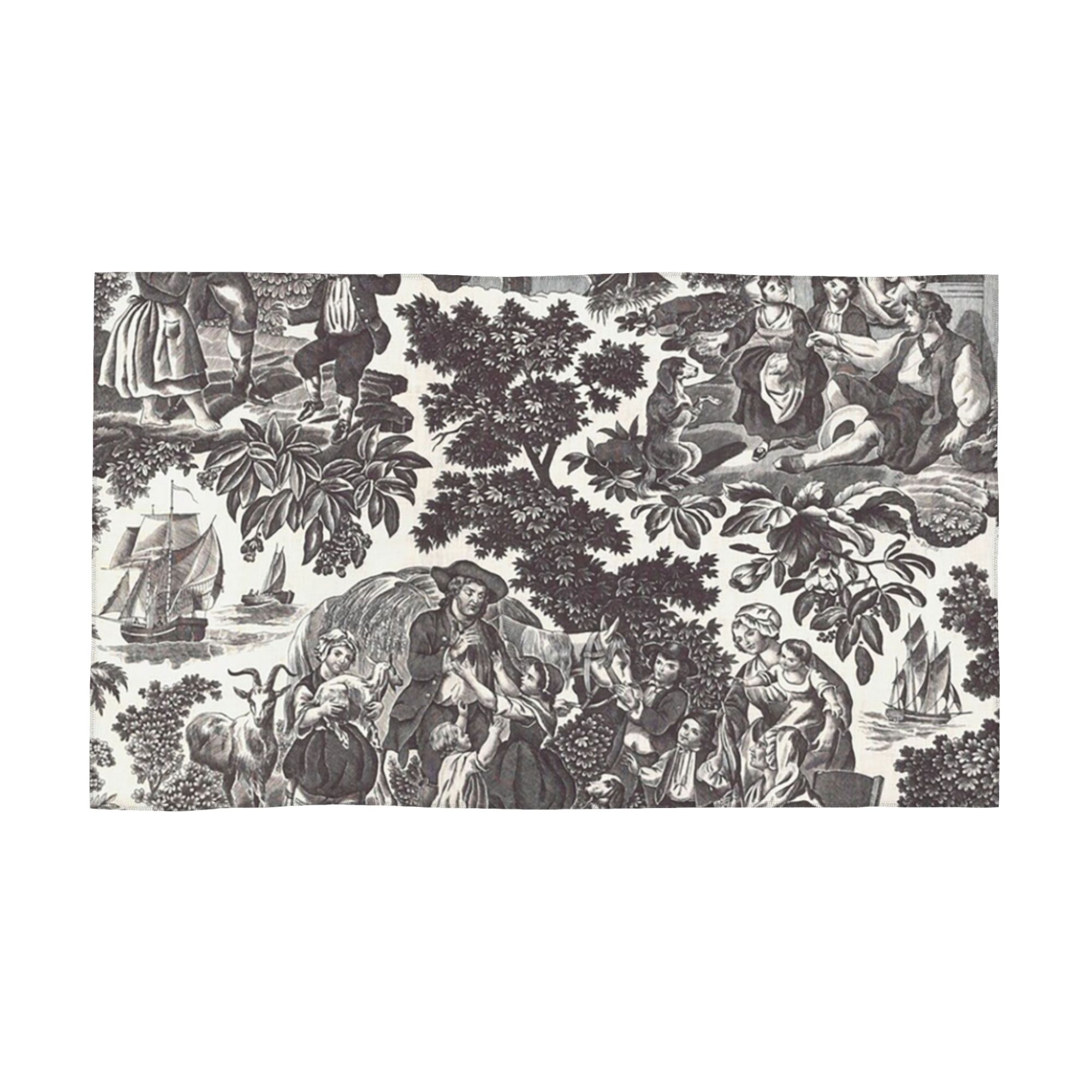 

Toile de Jouy Family History Soft Face Towel Quick Dry Pool Bath Cotton Towels Breathable W30*H60(CM)