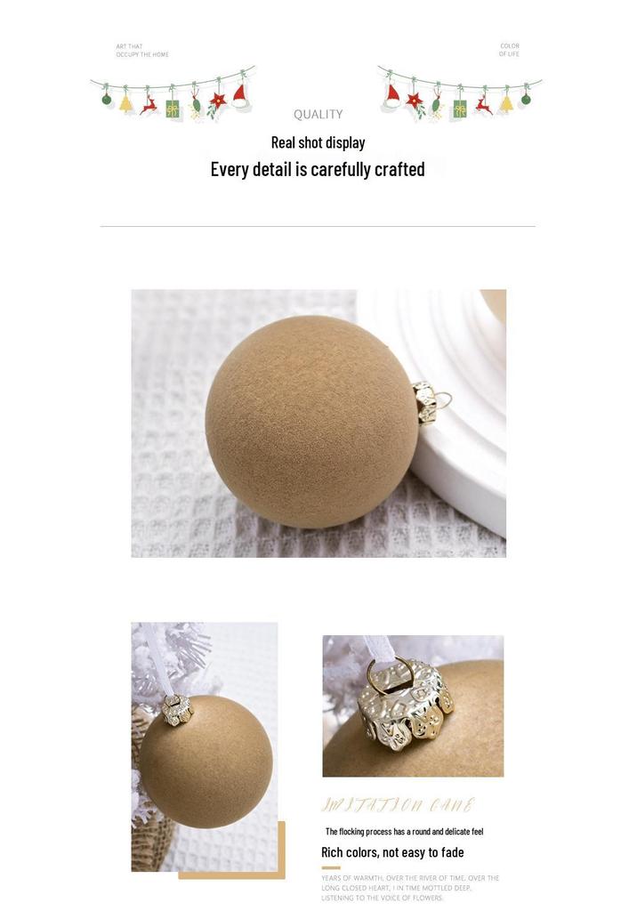 6cm Flocked Christmas Tree Ball Ornament