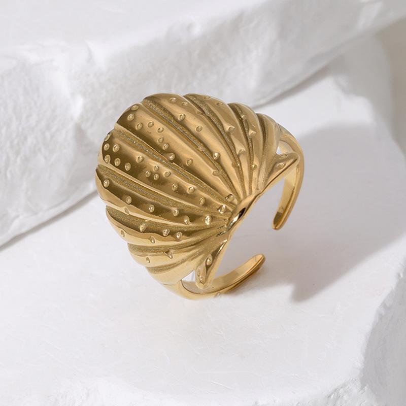 Vintage Stainless Steel Scallop Rings for Women Men Classic Ocean Starfish Shell Open Rings Aesthetic Jewelry Summer Beach Gift