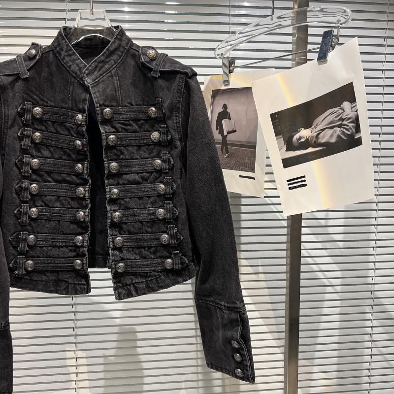 DRIPX Autumn New Fashion Metal Buckle Design Shoulder Strap Denim Short Jacket For Women High Street Coat Female