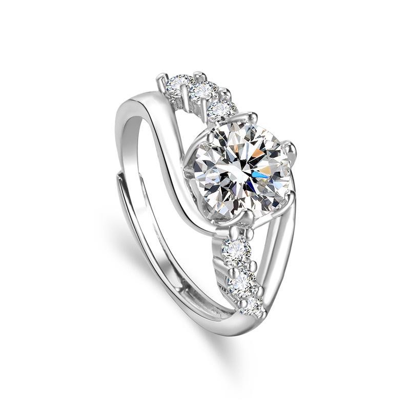 Luxurious Brilliant Faux Moissanite Diamond Ring: High-End Open Design for Women