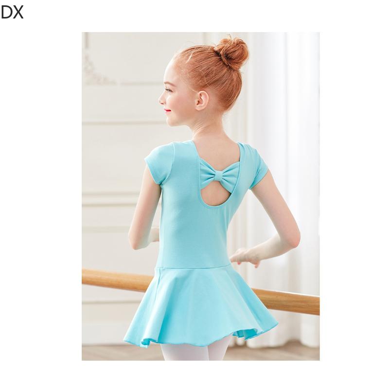 DX-Dance Costume Kids Costume Spring Short Sleeve Girls Bow Ballet Dress Girl