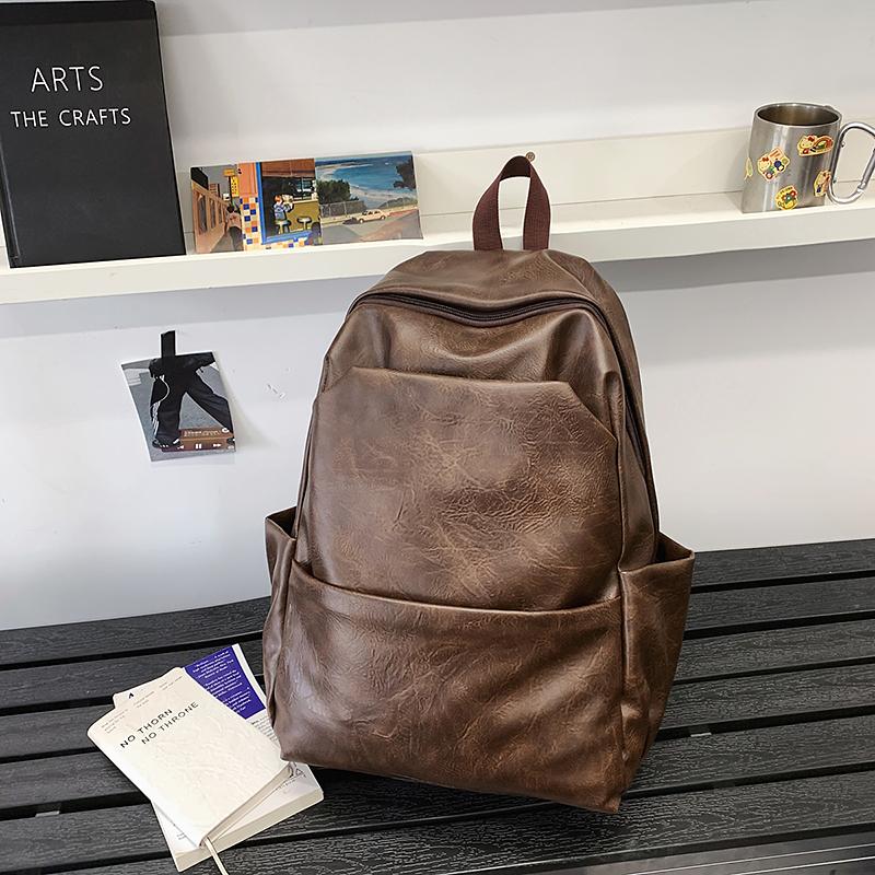 PU Backpack Men's Travel Backpack Large Capacity Commuter Schoolbag