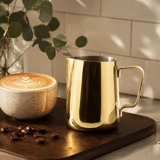 Coffee Frother Jug with Scale Stainless Steel Milk Frothing Pitcher, Professional Latte Art Cup Espresso Tool Measurement Scale, Dripless Spout