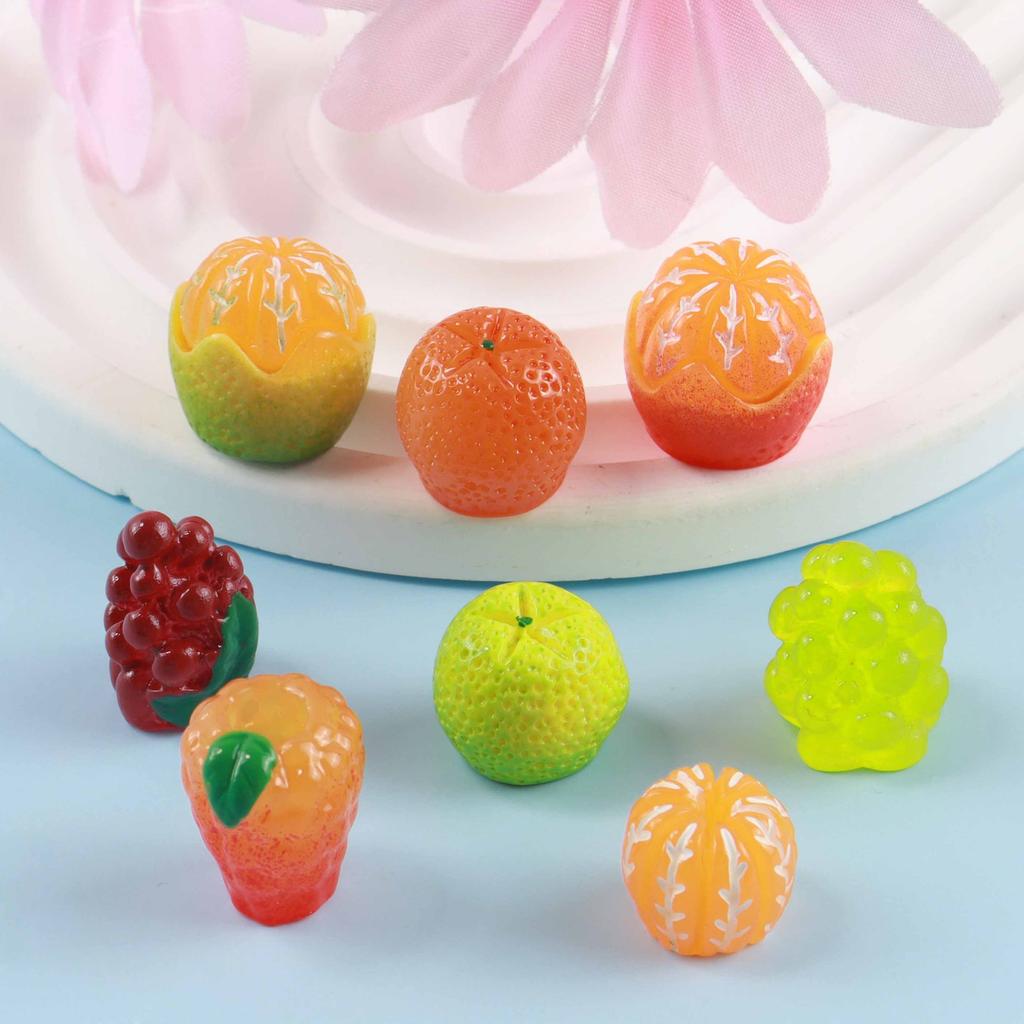 10pcs Diy Mini Resin Orange Fruit Fake Food Miniatures Cute Mini Fruit Model Toys Accessories Embellishment Craft Gifts