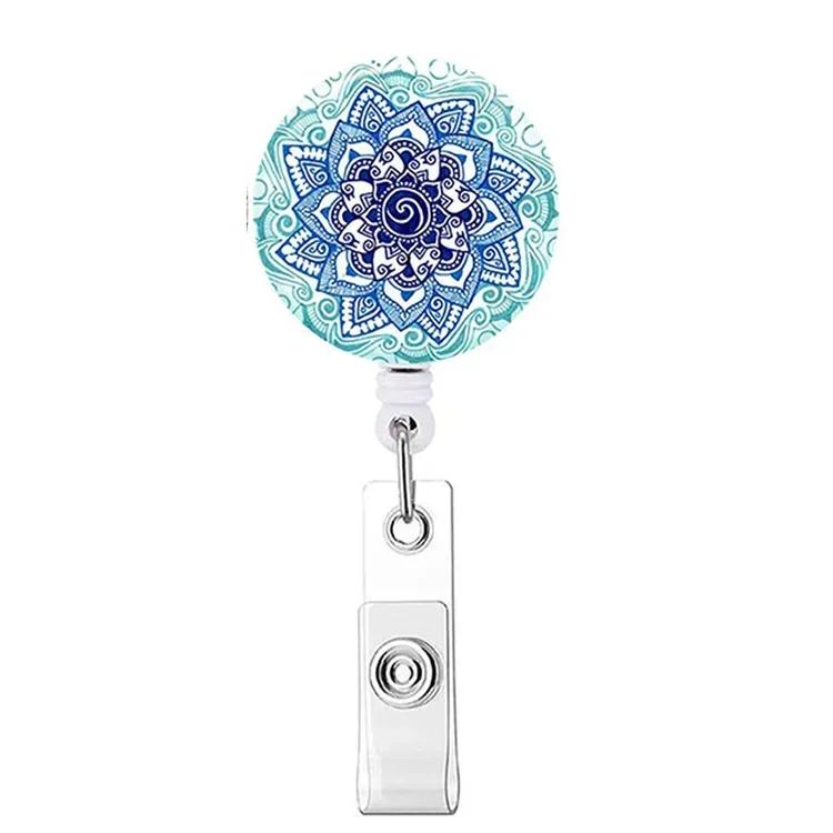 Retractable Badge Holder Reel Clip Marble Print Nurse Exhibition Card Holders Woman Doctor ID Card Chain Clips