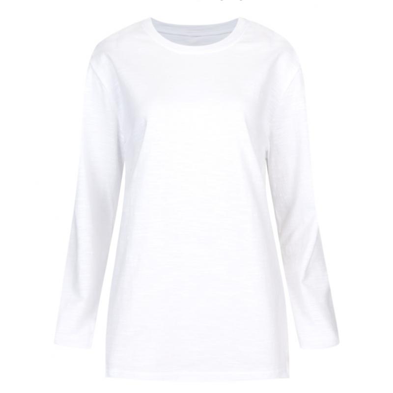 Shop   Women Loose FiT Slub Round Long Sleeve T shirT Brown Dai Wsh 1009