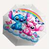 Stitch,Angel,Rainbow Fashion Umbrella, Automatic Opening and Closing Cartoon Design, Iron Ribs and Handle, 8 Ribs, Suitable for All Occasion