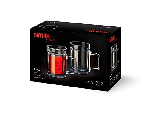 Set of 2 Czech-made SIMAX double-walled heat-resistant glass mugs