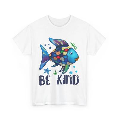 Sois Gentil Poisson Arc-en-ciel T-shirt Livres Lecture Fans Passionné de Livres Enseignant Mignon