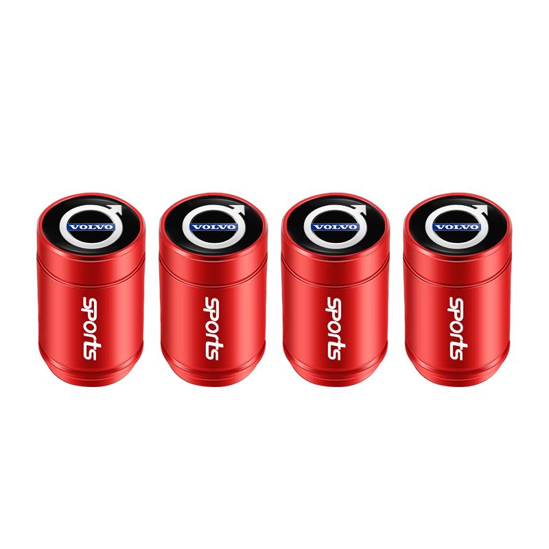 For Volvo 4Pcs Aluminum Alloy Car Tire Air Valve Stems Caps For Volvo Xc60 Xc90 V40 V60 S60 V50 V90 S80 C40 XC40 V70 XC70 C30 EX KM7