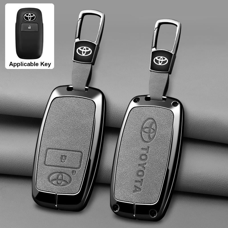 

Zinc Alloy Leather Car Key Case Fob Cover Holder Shell Auto Keychain Accessories For Toyota Yaris Ativ Raize Veloz Avanza Rush