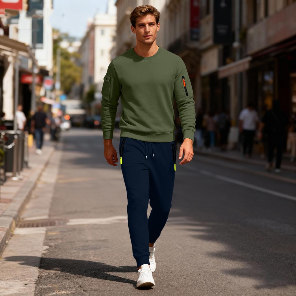 Men's Sweatshirt Suit Men's Solid Color Casual Sports Suit Sweatshirt Suit