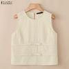 ZANZEA Women Casual Round Neck Solid Color Sleeveless Tank Tops