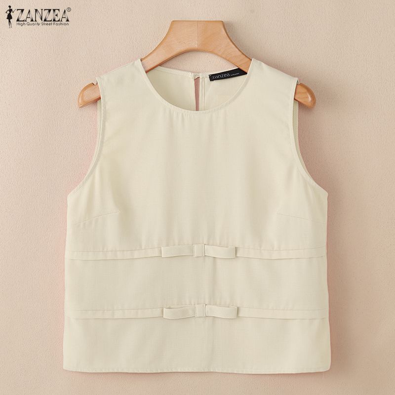 ZANZEA Women Casual Round Neck Solid Color Sleeveless Tank Tops
