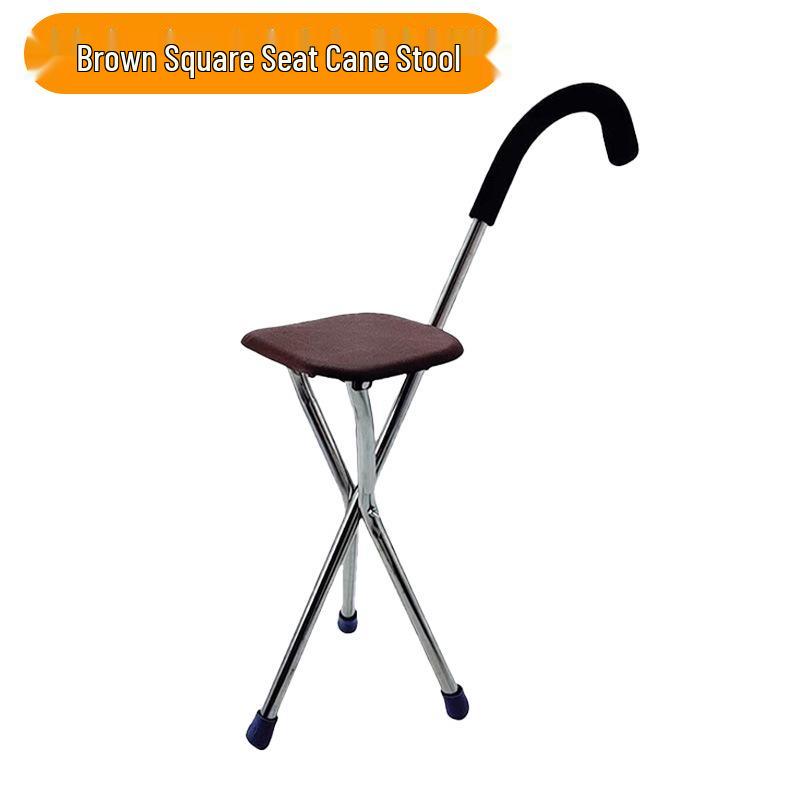 Faltbarer Dreibein-Gehstock mit Hocker für Outdoor-Reisen und Trekking
