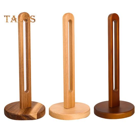 Wooden Paper Towel Holder with Stable Base Non-Slip Design Easy Setup Kitchen Roll Paper Holder Storage Rack