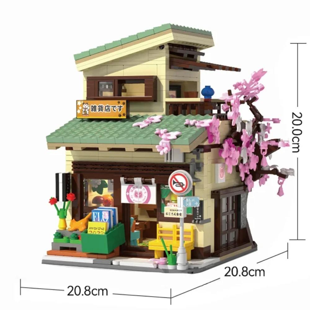 Cada Japanese Sushi HouseBricks Shop LED Japanese Steamed Bun House Building Blocks Summer Cafe Cada Toy Street View Series Set