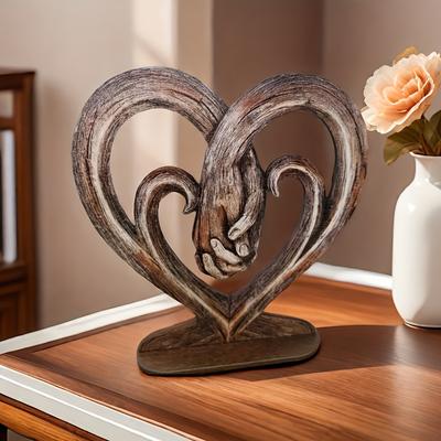 Valentinstag Geschenk Herz Hände haltend Kunst Skulptur Holz Wandbehang Flaches Herz Hände haltend Ewige Liebe