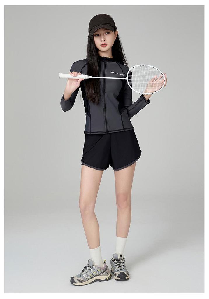 Women's Two-Piece Diving Suit: Long-Sleeve, Sun-Protective Swimwear for Surfing, Sports, or Beach.
