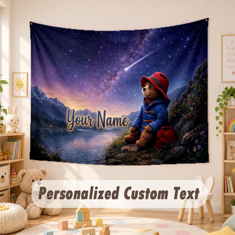 Custom Name Text Tapestry,Paddington Boho Wall Hanging, Decorative Backdrop Tapestry For Room