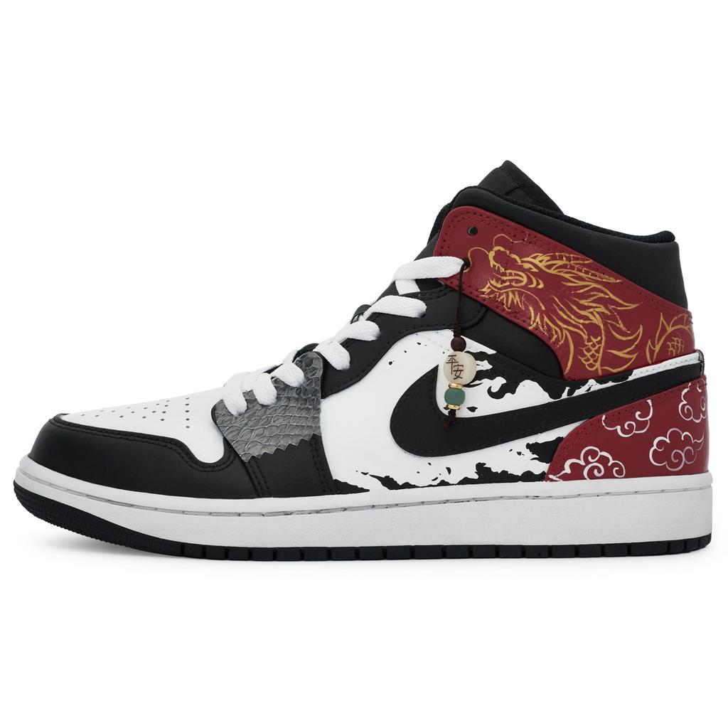 Jordan Air Jordan 1 Vintage Basketball Shoes Men's Mid top White/Black DQ8426-301(Team80-S-BOX)