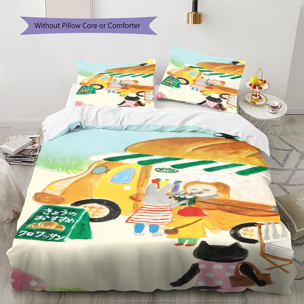 Bread Thief Pattern Bedding,Quilt Set Quilt Cover Pillowcase Home Birthday Gift (1 * Duvet Cover + 2 * Pillowcase, Without Core)