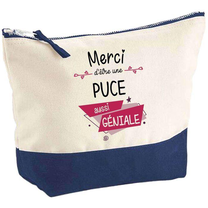 Trousse de maquillage - PLANETEE - Puce Merci Géniale - Grand format - Coton - Impression HD - Fabrication France
