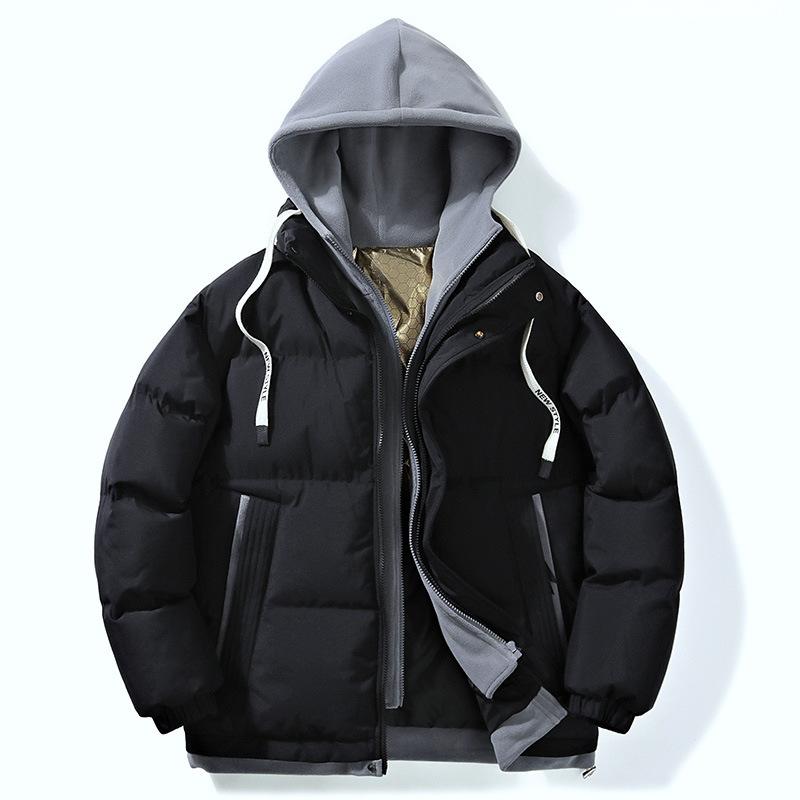 Autumn and winter new cotton-padded men's thickened warm hooded casual men's cotton-padded jacket fake two trendy brand jackets men