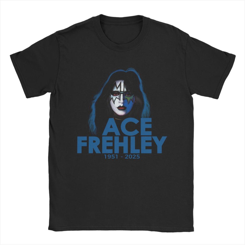 Rip Ace Frehley The Spaceman 1951-2025 kiss band Apparel Men Women T Shirt 100% Cotton Tee New Arrival  T-shirt Clothing