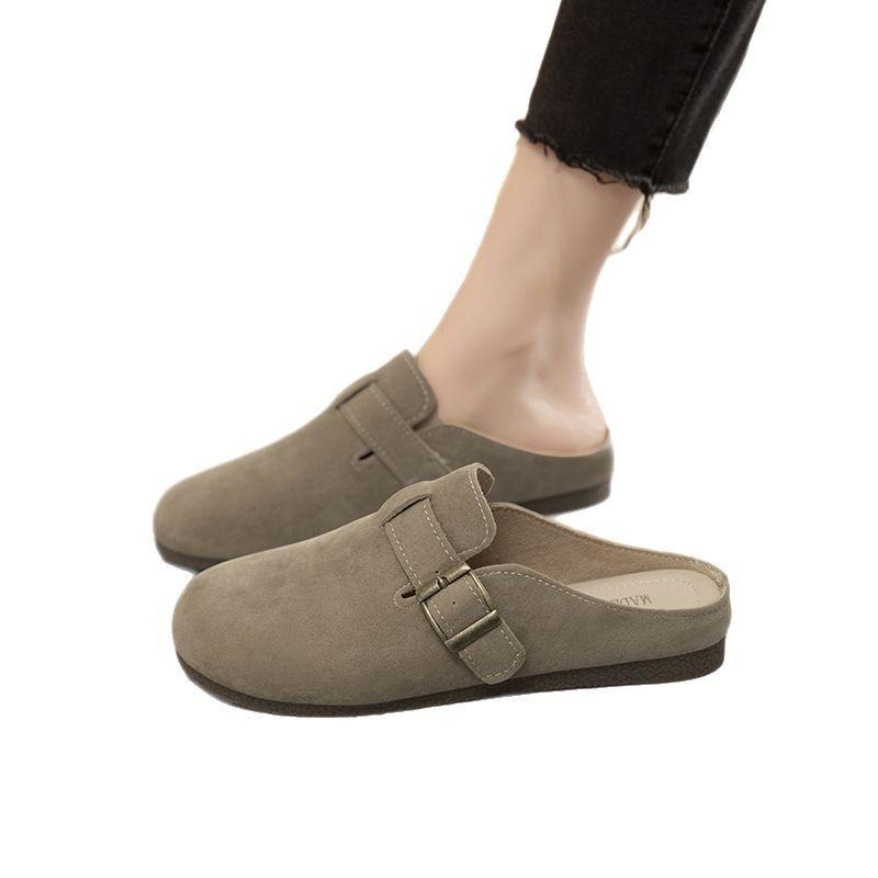 Female Flat-bottomed Lazy Casual Soft-bottomed Bag Head Drags a Pedal, Spring and Summer Comfortable Women 2025 Fashion