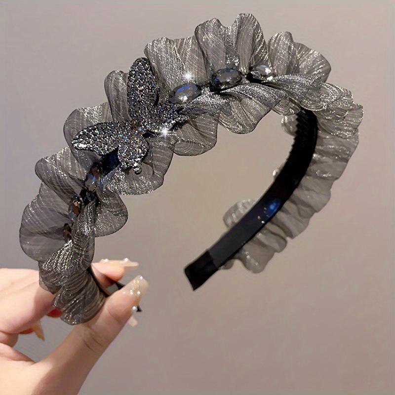 New Diamond-Studded Pleated Fabric Bow Headband, an Elegant And Stylish Hair Accessory