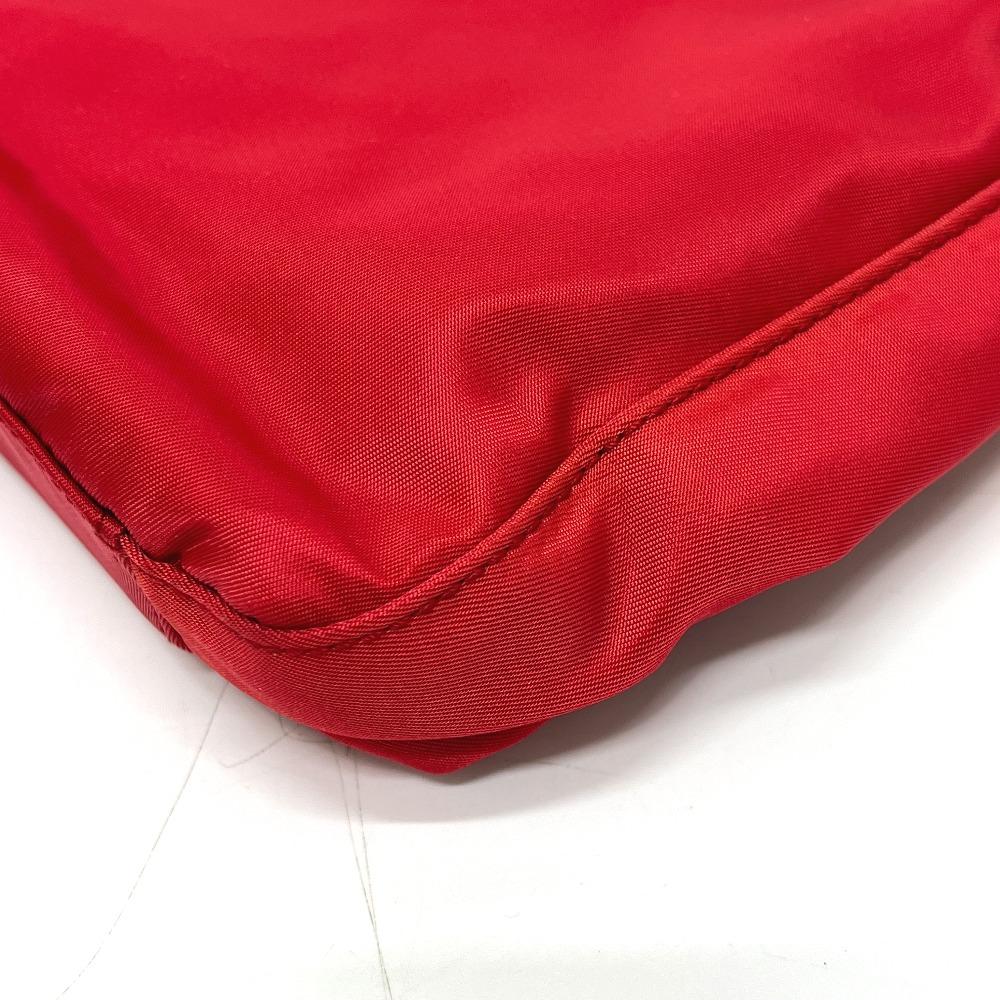 Prada B8725 Logo Tote Bag, Shoulder Bag, Triangle Plate Hand Bag Nylon Red