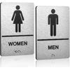 Bathroom Signs, Men's & Women's Restroom Signs for Business, Brushed Aluminum ADA Raised Braille Restroom & Bathroom Door Sign with Strong