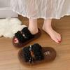 [Uncle Shoes] Lamb Lazy Autumn Fluffy Slippers Women's Outer Wear Cotton Slippers Thick Bottom Curly Hair Retro New One