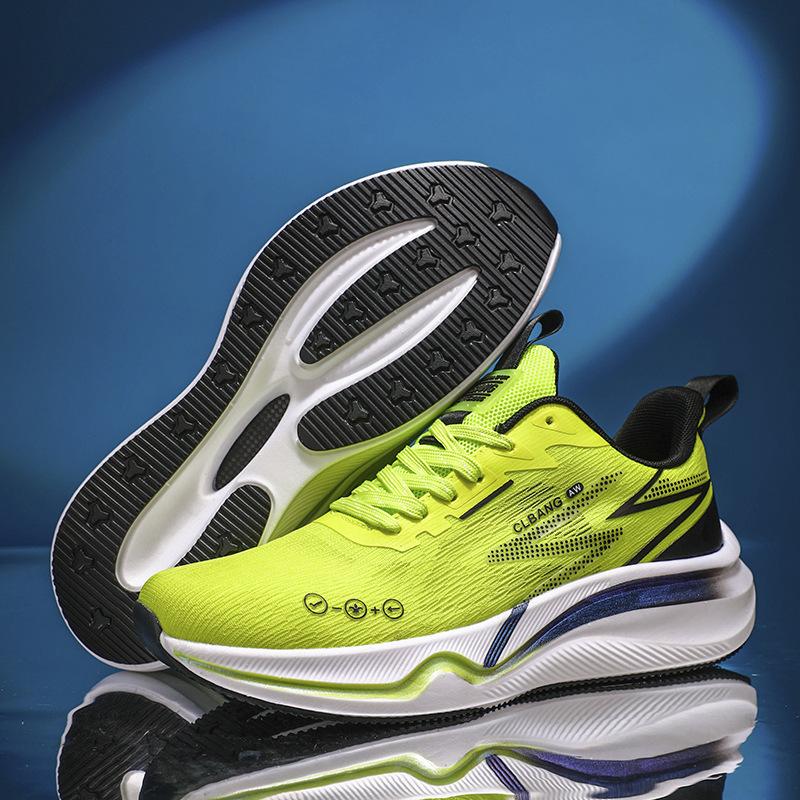 Men's and Women's New Racing Soft-soled Running Shoes Four Seasons Flying Weaving Mesh Breathable MD Rubber Sole Non-slip Sneakers Couple