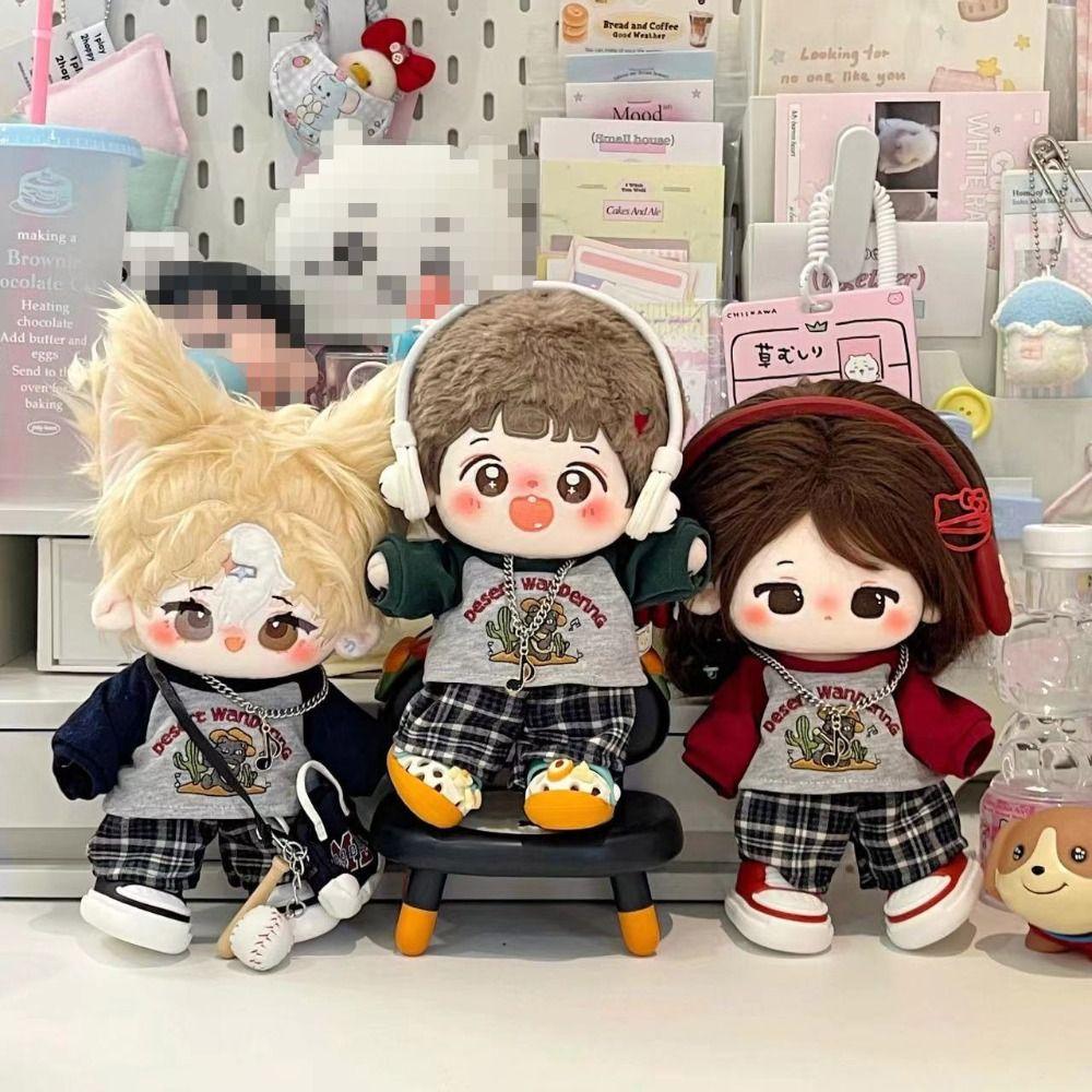 Doll Suit Costume Change Game 20CM Cotton Doll Clothes Lovely with Necklace Doll Suit Dress Up DIY T-shirt Shorts Set Kids Toys