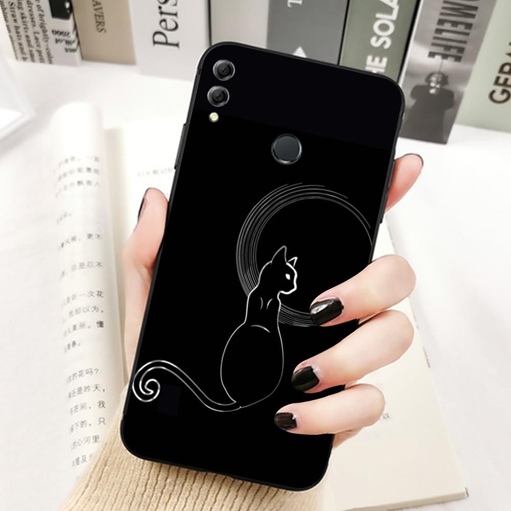Cute Cat Line Phone Case For Huawei Honor 10 lite 9 20 7A 9X 30 50 60 70 pro plus Soft Silicone Cover