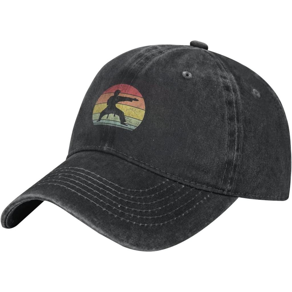 Karate Sunset Baseball Cap Vintage Washed Cotton Adjustable Breathable Dad Hat for Unisex