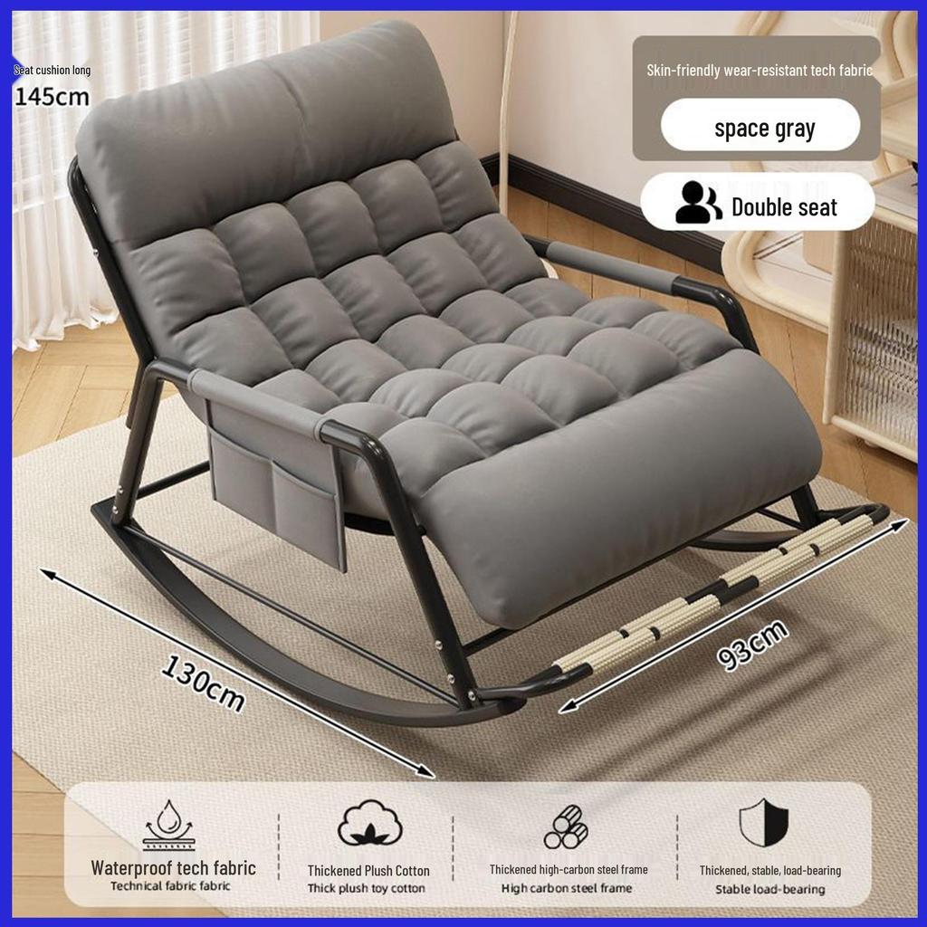 Double Rocking Sofa Chair: Comfortable Lazy Chair for Office, Bedroom, Balcony, Living Room - Perfect for Midday Naps and Leisure.