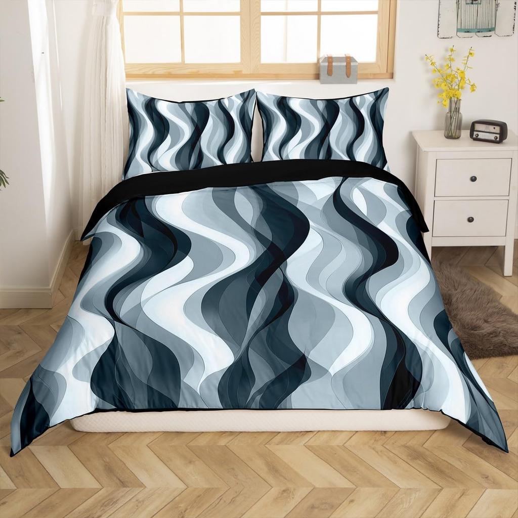 Boho Abstract Striped Duvet Cover Full Queen Size Minimalist Modern Geometric Bedding Set Mid Century Aesthetics Comforter Cover